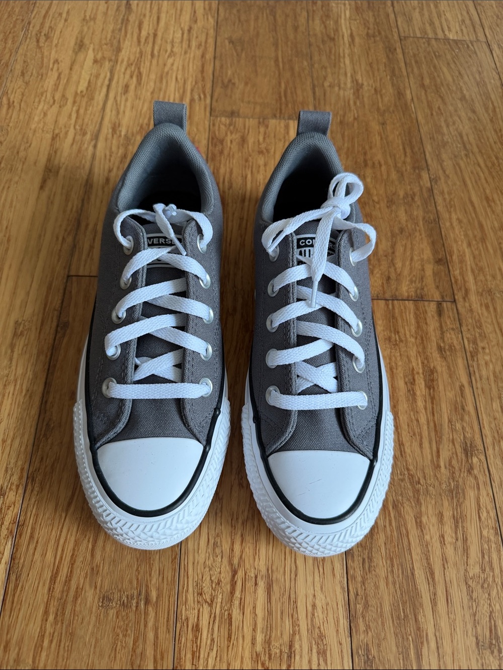 Converse Kids Grey Canvas Low-Top Sneakers with White Laces NWT